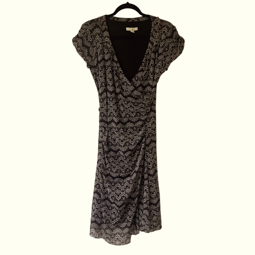 Weston Wear y2k faux wrap brown and cream colored pattern dress size large